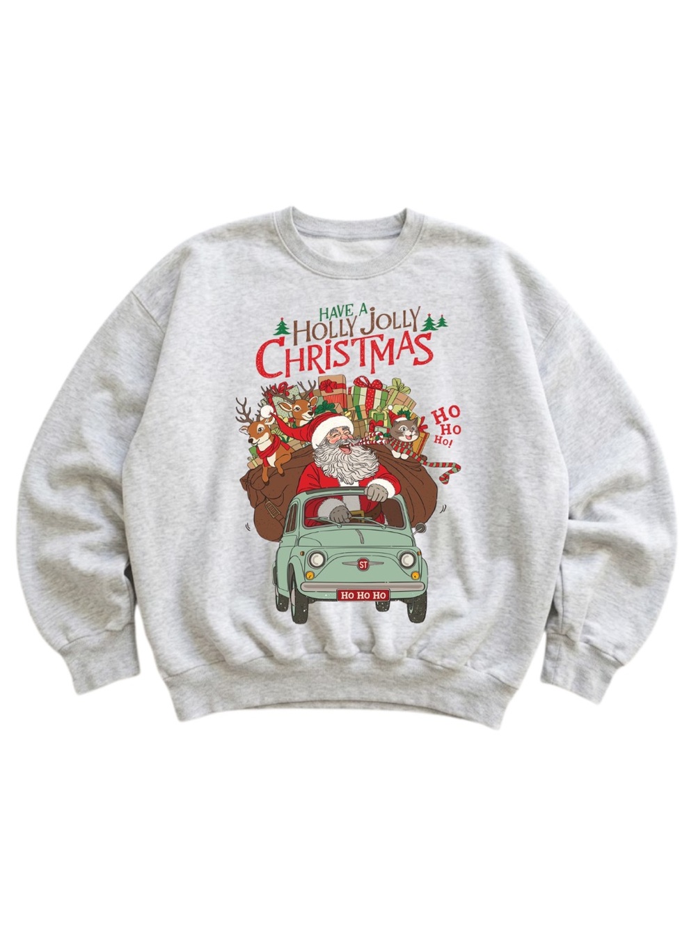 Gildan Holiday Santa Crewneck Sweatshirt - Light Gray